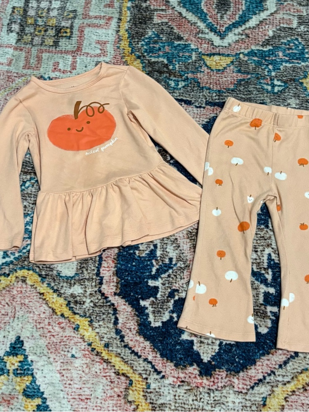 Cat & Jack Pumpkin Peplum Top with Pumpkin Print Pants - 18M